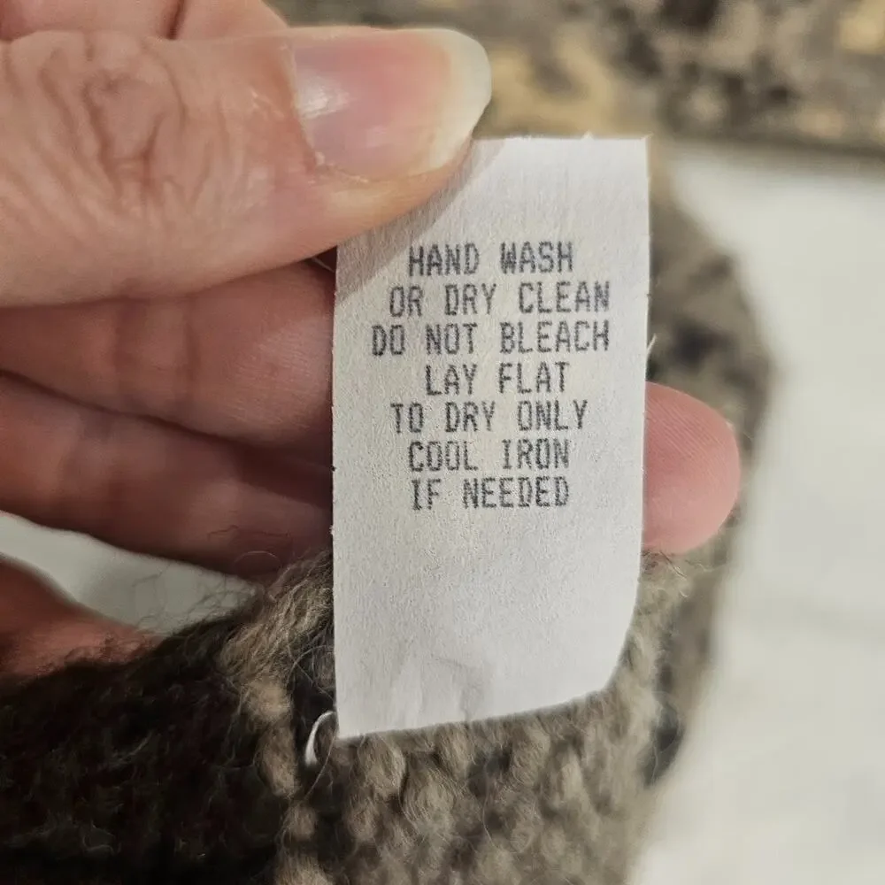 Filson Cream Brown Hand Knit Winter Scarf 70 inch Fair Isle pattern